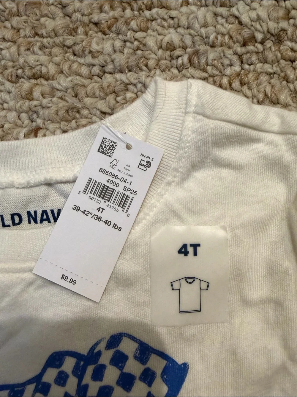 Old Navy White Tee with Blue 